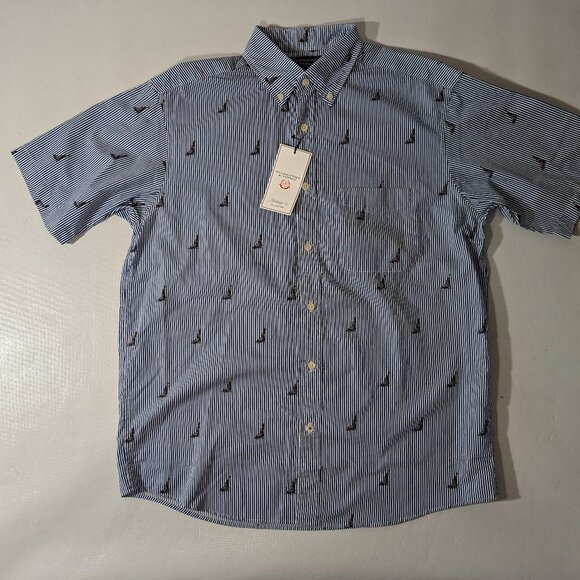 Roundtree & Yorke Other - NEW Size M Mens Roundtree & Yorke Short Sleeve Button Front Shirt Blue Striped